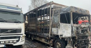 В Харьковской области дотла сгорела припаркованная фура: водитель погиб